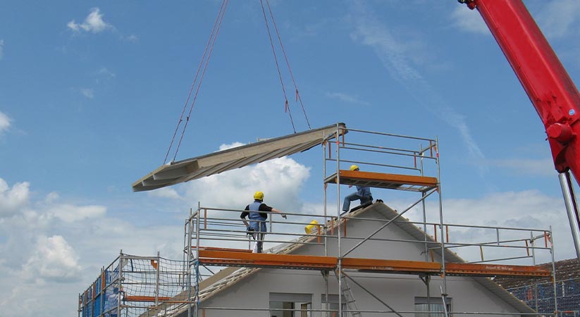 Bild som visar ett husbygge